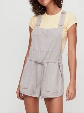 Aritzia Wilfred Free Sz S Beatriz Relaxed Overall Romper Tan Short